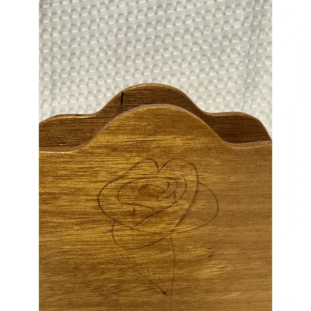 Vintage Wood Scalloped Napkin Holder Farmhouse Cottagecore Grannycore Rustic